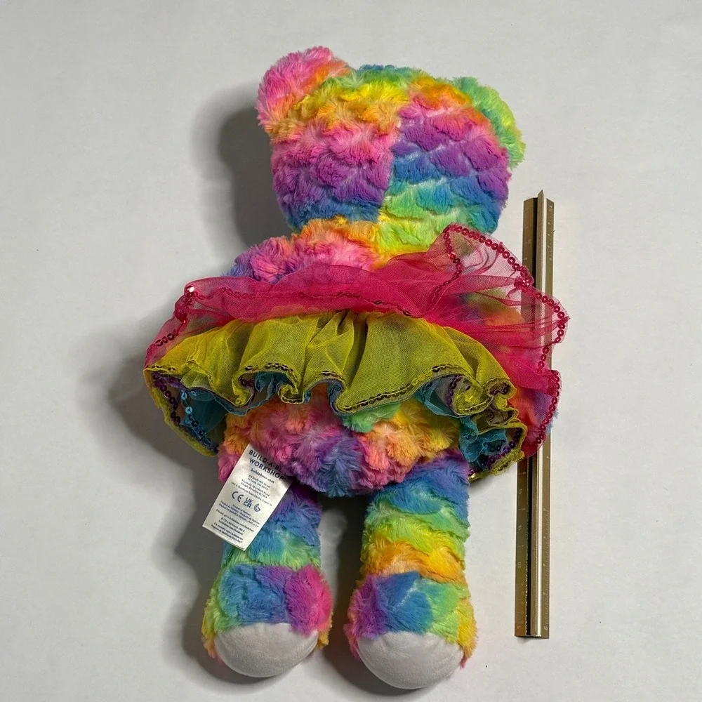 Build-A-Bear Workshop Rainbow Tie-Dye Plush Teddy Bear with Sequin Tutu 16